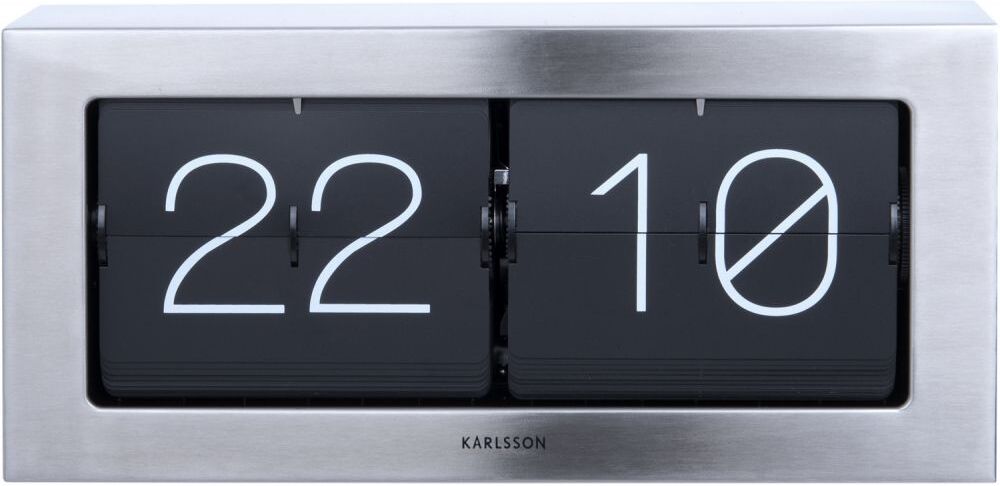 Karlsson Horloge à poser flip box acier brossé et noir