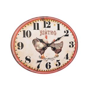 EMDE Horloge ovale poules 39x49cm