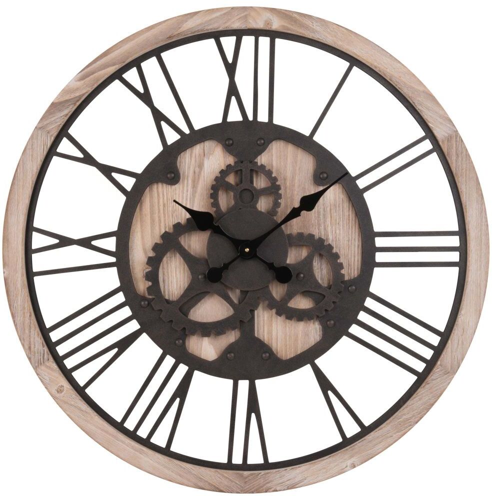 Maisons du Monde Horloge à rouages coloris naturel et noir D79 Maisons du Monde Horloge à rouages coloris naturel et noir D79