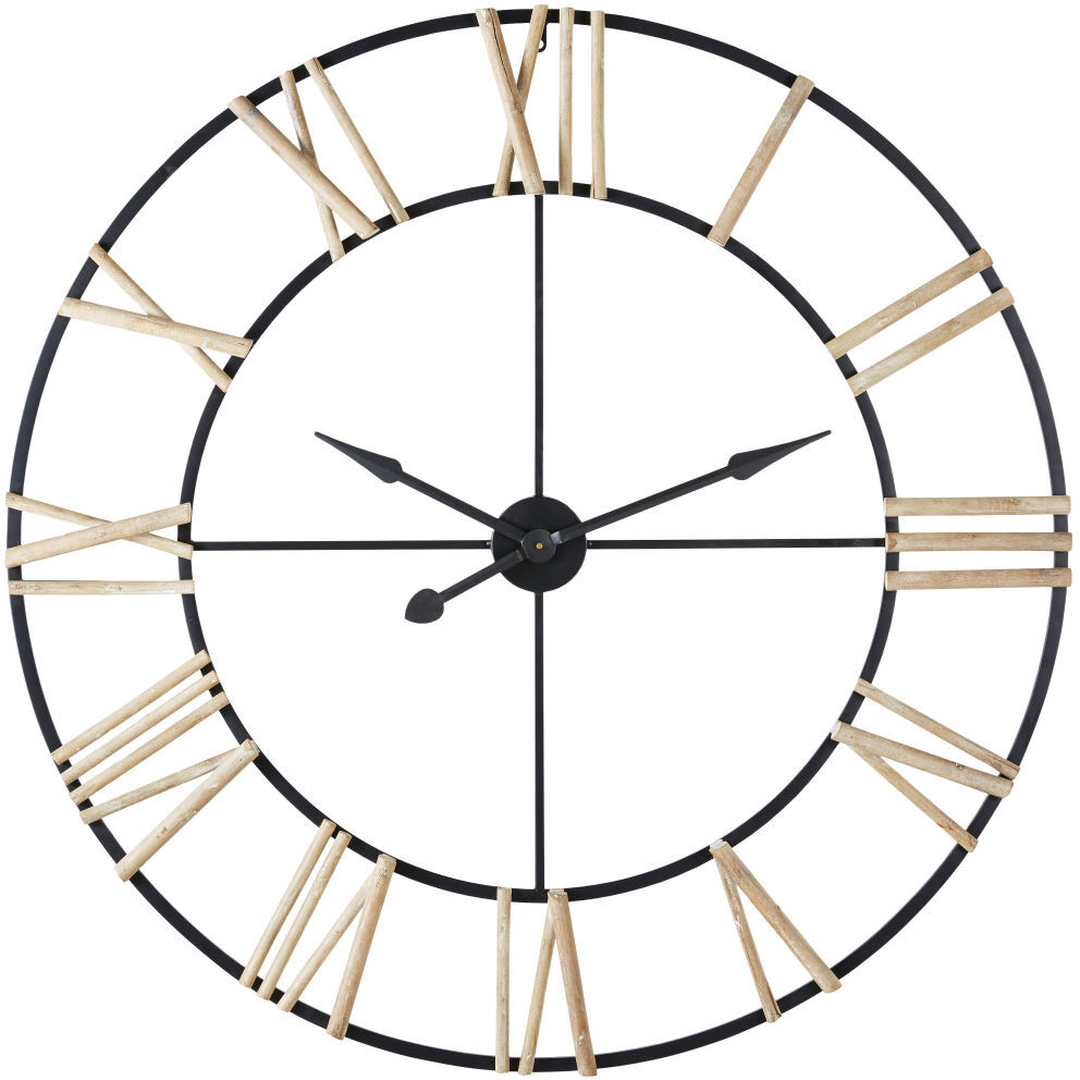 Maisons du Monde Horloge en métal noir chiffres en sapin D109