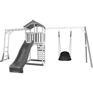 Axi Aire de jeux echelle de singe 1 balancoire nid ovale toboggan gris