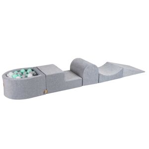 MeowBaby Aire De Jeux avec a Piscine a Balles: Menthe/Gris/Blanc