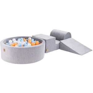 MeowBaby Aire De Jeux avec a Piscine a Balles: Blanc/Bleu/Peche