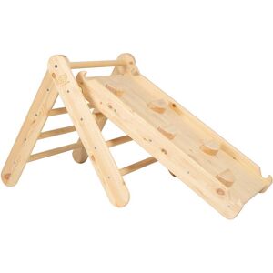 MeowBaby Triangle d'escalade avec Toboggan pour Enfants - Montessori Naturel