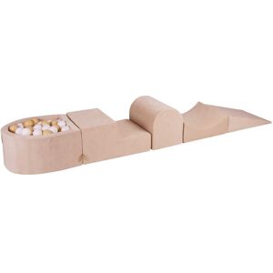 MeowBaby Aire de jeu mousse avec piscine a balles Beige/Blanc W45cm