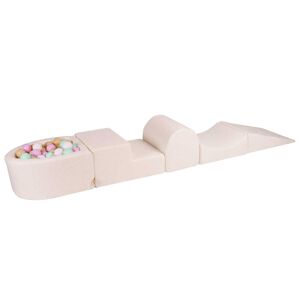 MeowBaby Aire De Jeux avec a Piscine a Balles: Rose Pastel/Menthe/Blanc/Beige