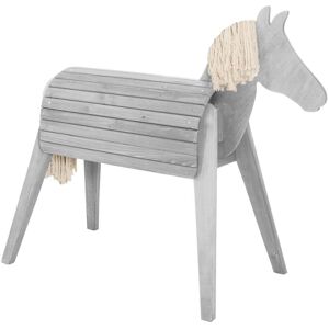 roba Cheval de jardin en bois lasure gris avec criniere et queue