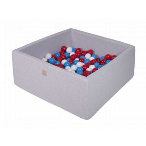 MeowBaby Piscine À balles pour bebe gris clair 300 balle rouge/blanc/bleu