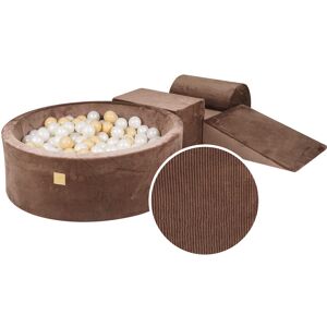 MeowBaby Aire de jeu Mousse Piscine Balles: Beige/Blanc Perle W90