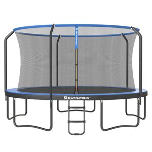 SONGMICS Trampoline Ø 427 cm pour enfants filet de protection noir et bleu