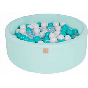 MeowBaby Piscine menthe à balles turquoises, transparentes et blanches H30cm