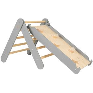 MeowBaby Triangle d'escalade avec Toboggan pour Enfants - Montessori Gris