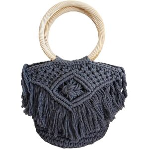 My Bliss Home Sac cabas en crochet avec anses en bambou, gris