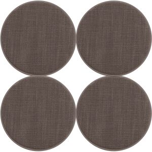 Magma Galettes de chaises rondes taupe bi-matiere-Lot de 4 - env.Ø 35cm