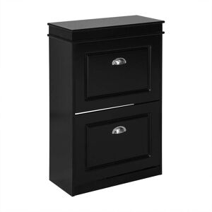 SoBuy Armoire a chaussures 2 abattants effet bois noir