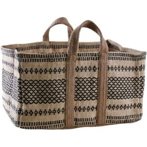 Aubry Gaspard Sac a buches en toile de jute epaisse pampa creme et noir