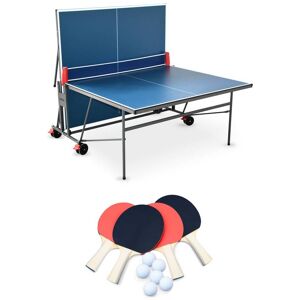 sweeek Table de ping pong indoor bleue, avec 4 raquettes et 6 balles, pour