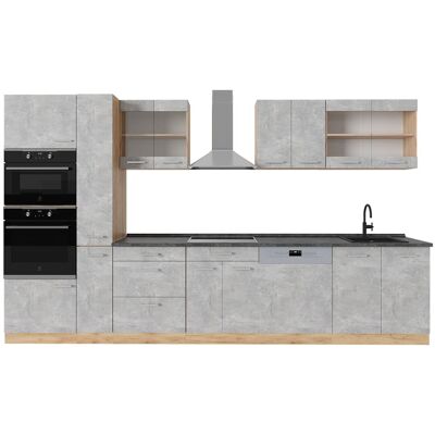 VICCO Cuisine modulaire 350cm Antracite Betão/força de ouro Carvalho - Cuisine - Publicité VICCO Cuisine modulaire 350cm Antracite Betão/força de ouro Carvalho - Cuisine - Publicité