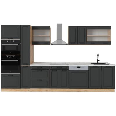Vicco Cuisine complète pt marbre anthracite campagne 350x81,6cm - Publicité Vicco Cuisine complète pt marbre anthracite campagne 350x81,6cm - Publicité