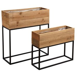 Aubry Gaspard Jardinières hautes en bois recyclé lofty (lot de 2)