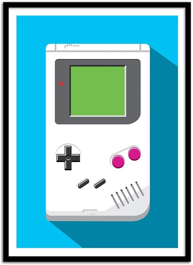 Wall Editions Affiche 50x70 cm et cadre noir - Retro Gamer : Game Boy - Olivier Bou