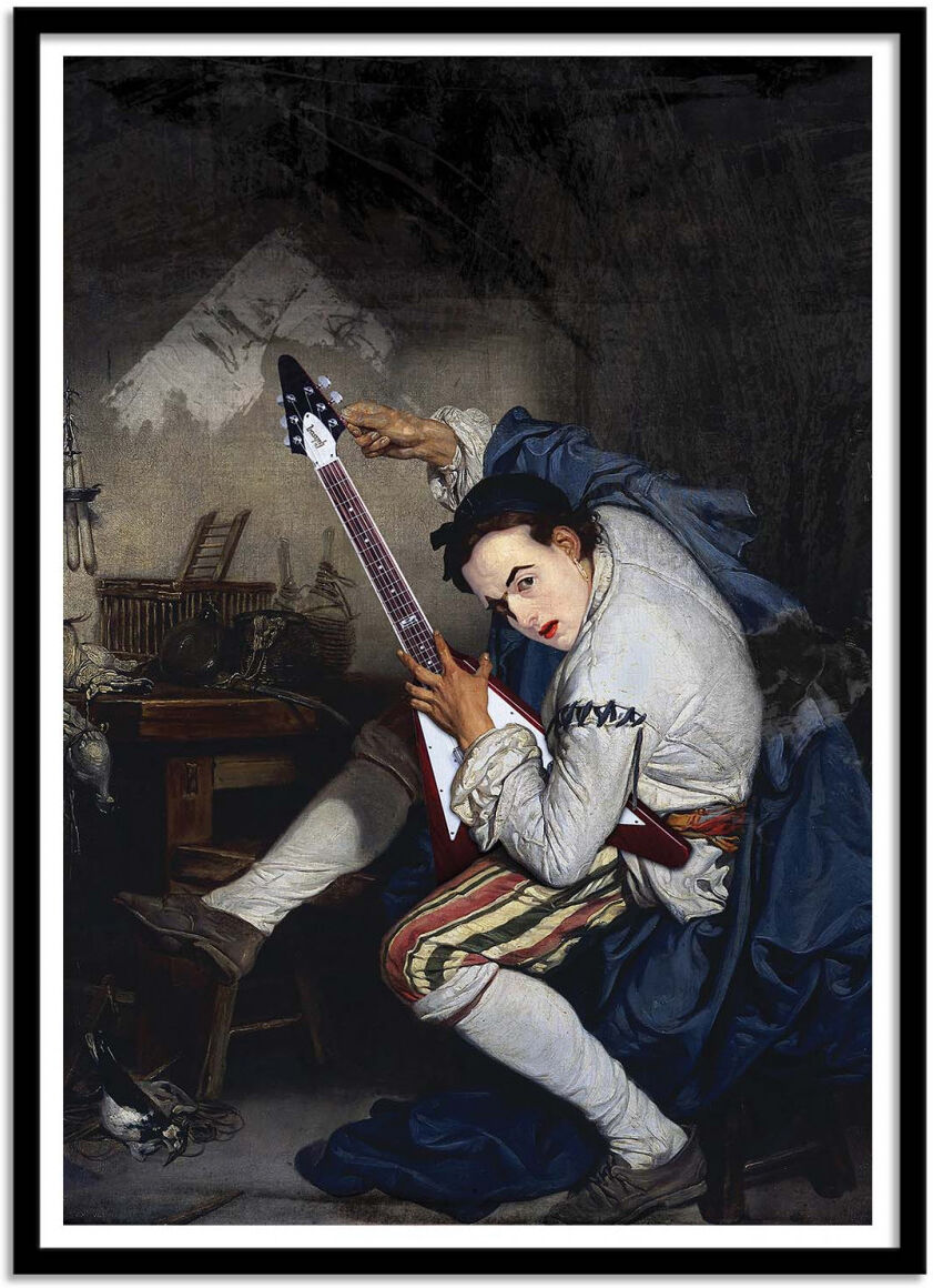 Wall Editions Affiche 50x70 cm et cadre noir - El guitarrista - José Luis Guerrero