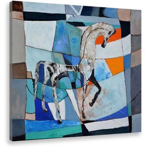 Hexoa Tableau abstrait cheval grec ancien imprime sur toile 100x100cm