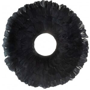 LANADECO Couronne decorative plumes noires D52cm