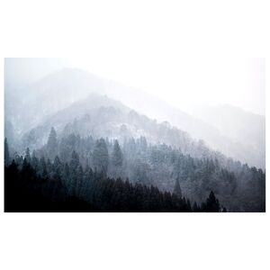 Legendarte Tableau impression sur toile arbres dans la brume 50x80cm