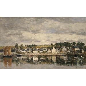 Legendarte Tableau village par une riviere Eugene Boudin 50x80cm