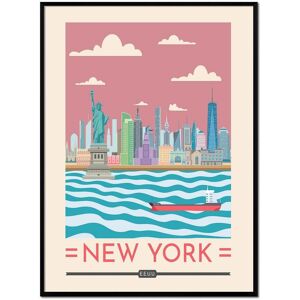 Momark Affiche avec cadre noir - New York - 50x70