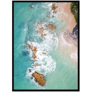 Momark Affiche avec cadre noir - Plage deserte - 50x70