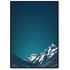 Momark Affiche avec cadre noir - Illustration Montagnes enneigees - 50x70