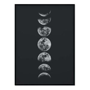 Momark Affiche avec cadre noir - Cycle Lunaire - 50x70