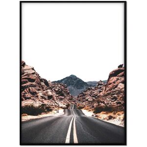 Momark Affiche avec cadre noir - Route entre les rochers - 50x70