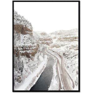 Momark Affiche avec cadre noir - Route du desert - 50x70