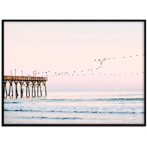 Momark Affiche avec cadre noir - Oiseaux volant au-dessus de la mer - 50x70