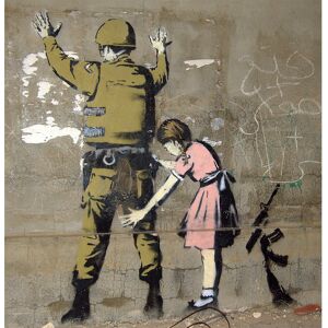 Legendarte Tableau Jeune Fille et un Soldat Banksy 90x90cm