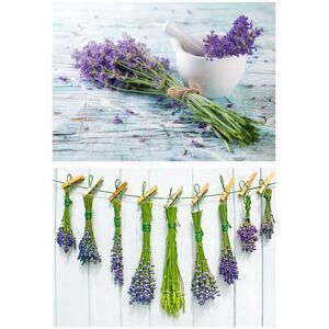 Wadiga Set de 2 tableaux decoratifs photo lavande 70x2,5x50cm