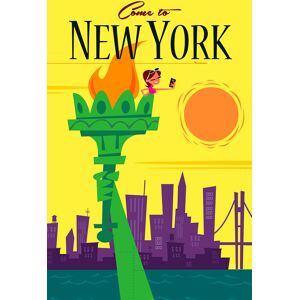 Hexoa Tableau voyage a new york imprime sur toile 80x120cm