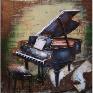 DECO-MURALE.shop Tableau relief en metal piano 100x100