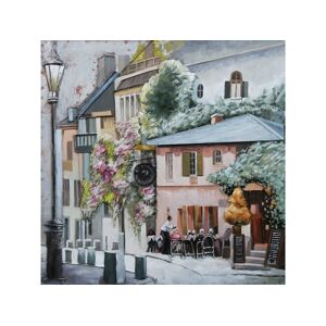 DECO-MURALE.shop Tableau relief en metal au c?ur du village 60x60