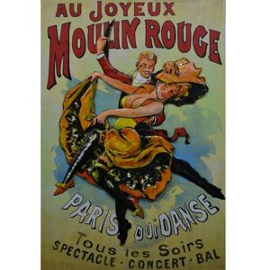 DECO-MURALE.shop Tableau relief en metal moulin rouge 120x80