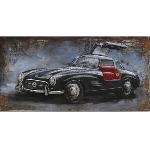 DECO-MURALE.shop Tableau relief en metal mercedes noire 120x60