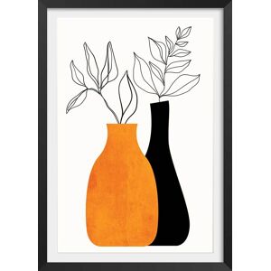 Hexoa Affiche fleurs plante avec cadre noir 40x60 cm