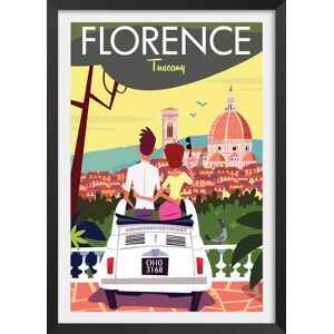 Hexoa Affiche voyage a florence avec cadre noir 40x60 cm