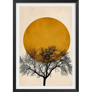 Hexoa Affiche dessin arbre et serenite avec cadre noir 40x60 cm