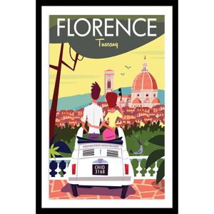 Hexoa Affiche voyage a florence avec cadre noir 60x90cm