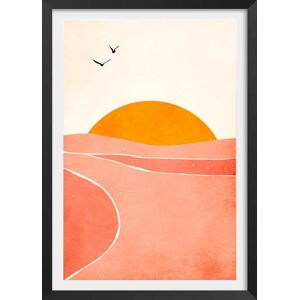 Hexoa Affiche graphique danse avec le soleil avec cadre noir 40x60 cm