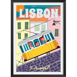 Hexoa Affiche un week end a Lisbonne avec cadre noir 40x60 cm